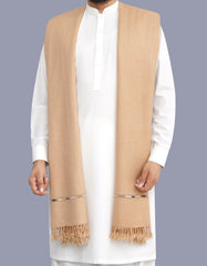 Ivory Plain Wool Blend Men Shawl