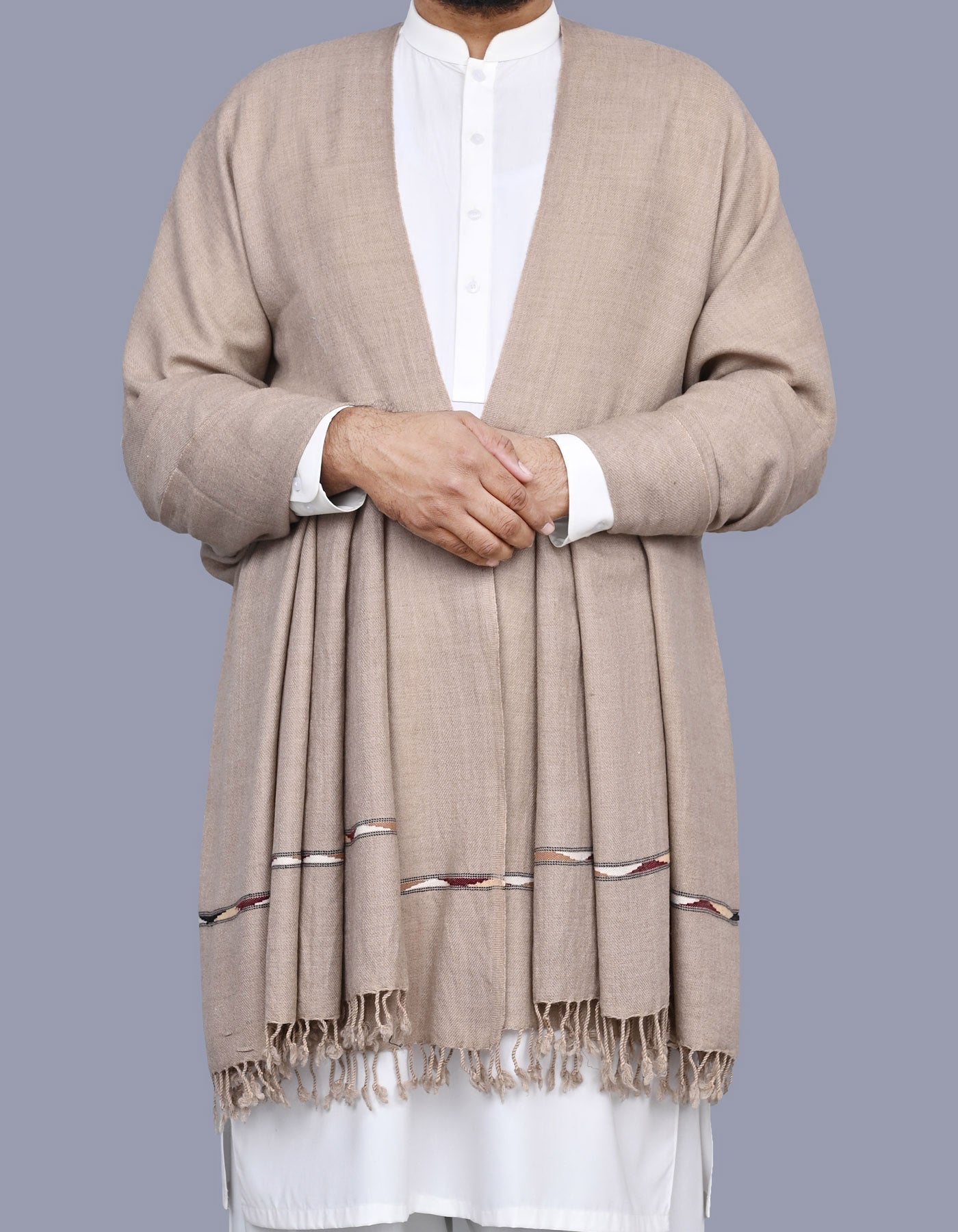 Stone Plain Wool Blend Men Shawl