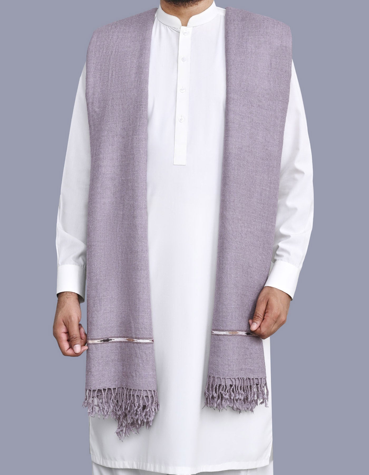 Grey Plain Wool Blend Men Shawl