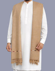 Fawn Plain Wool Blend Men Shawl