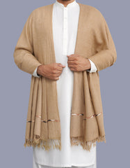 Fawn Plain Wool Blend Men Shawl
