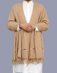 Fawn Plain Wool Blend Men Shawl