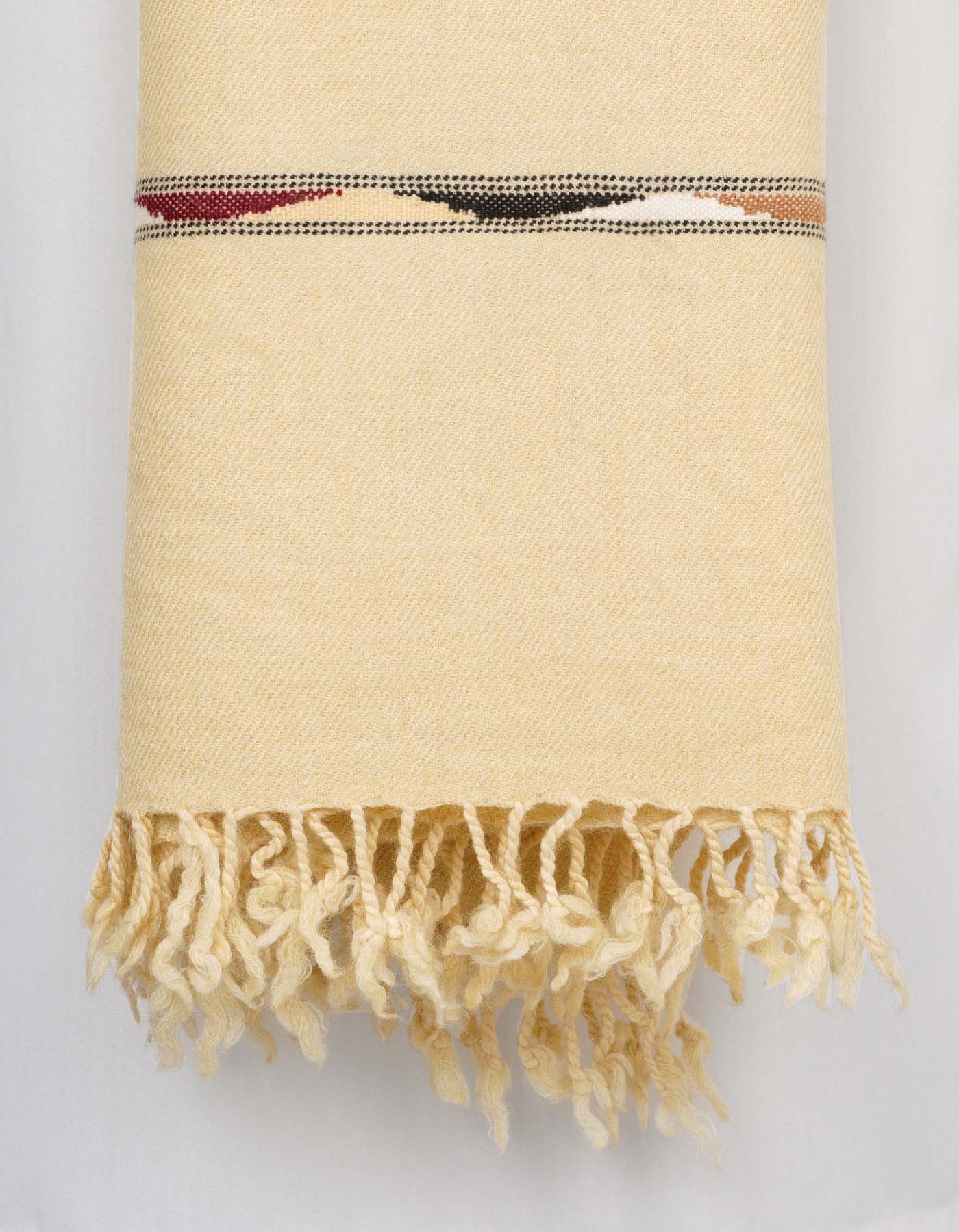 Cream Plain Wool Blend Men Shawl