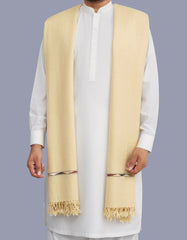 Cream Plain Wool Blend Men Shawl