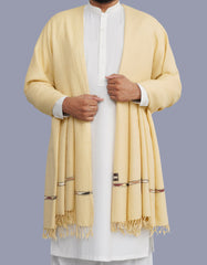 Cream Plain Wool Blend Men Shawl