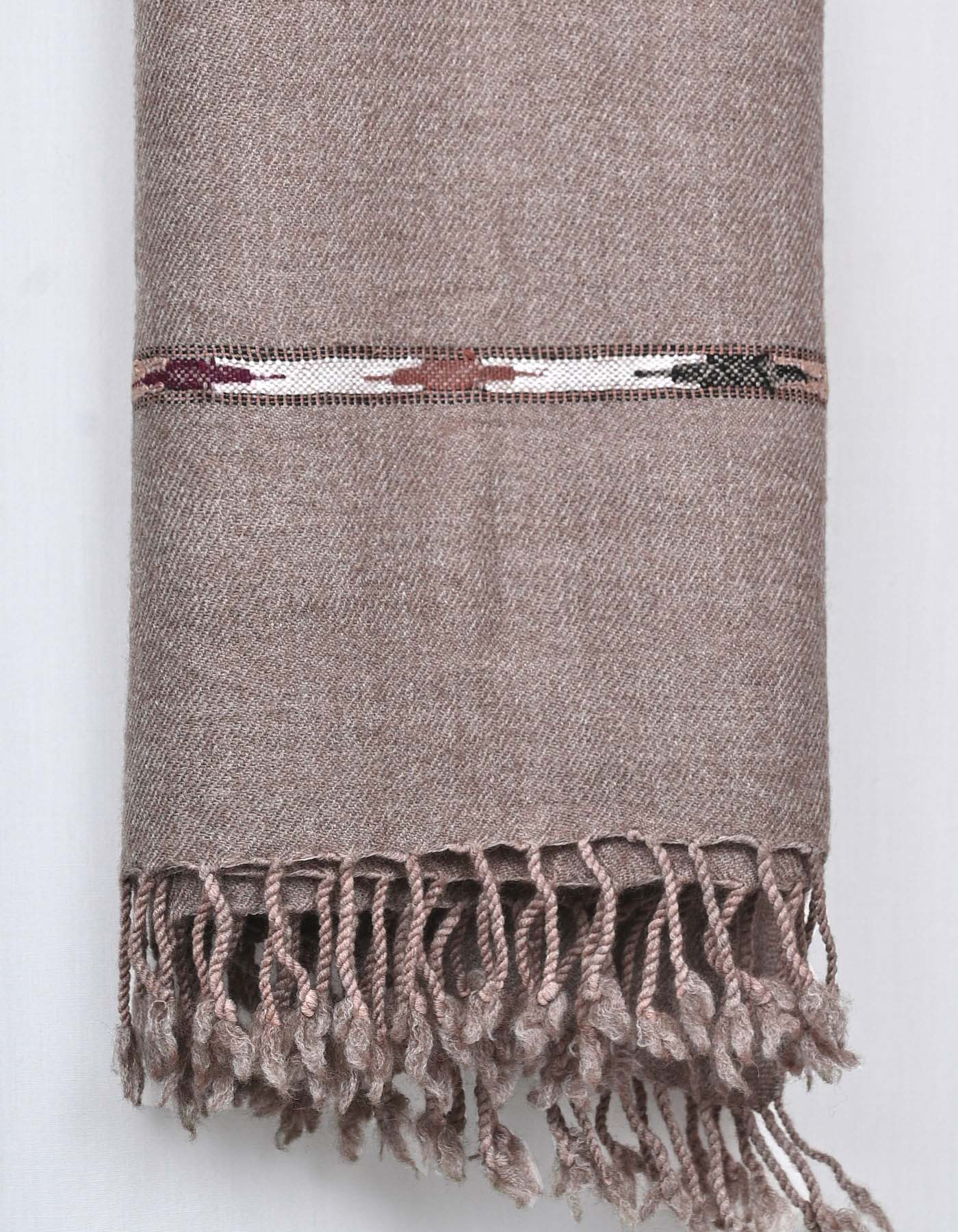 Taupe Plain Wool Blend Men Shawl