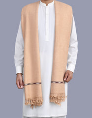 D Beige Plain Wool Blend Men Shawl