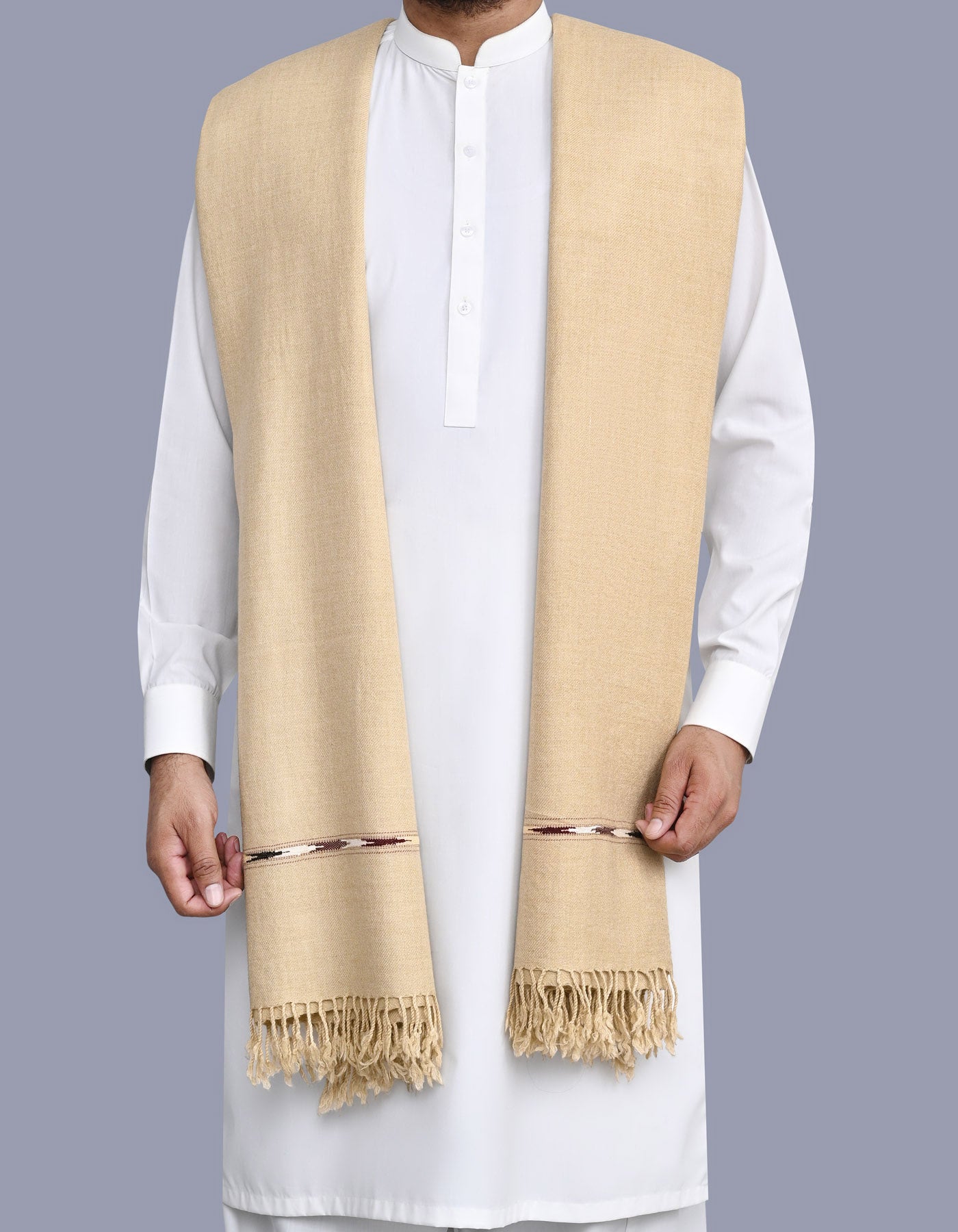 Skin Plain Wool Blend Men Shawl