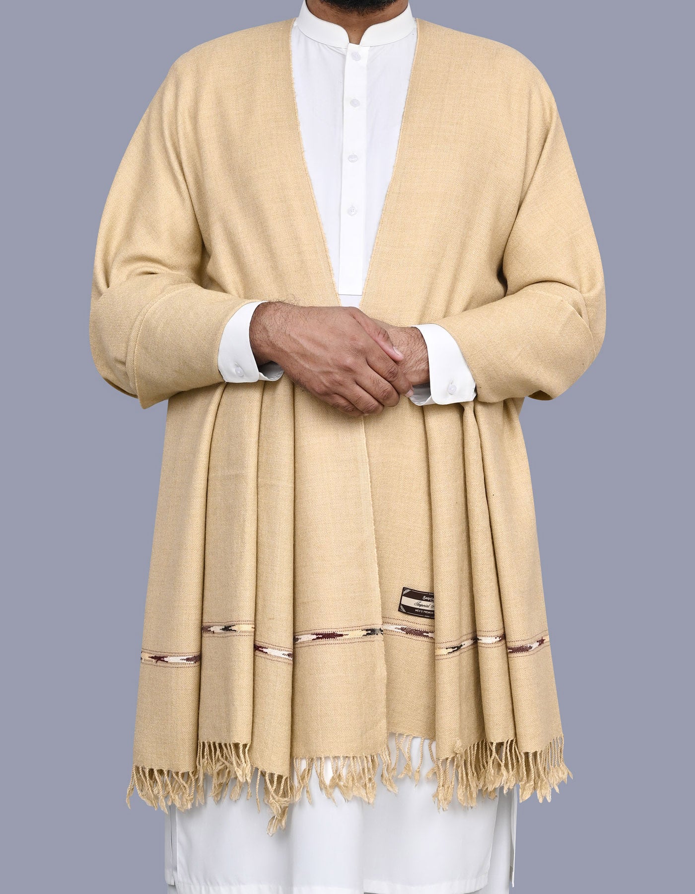 Skin Plain Wool Blend Men Shawl