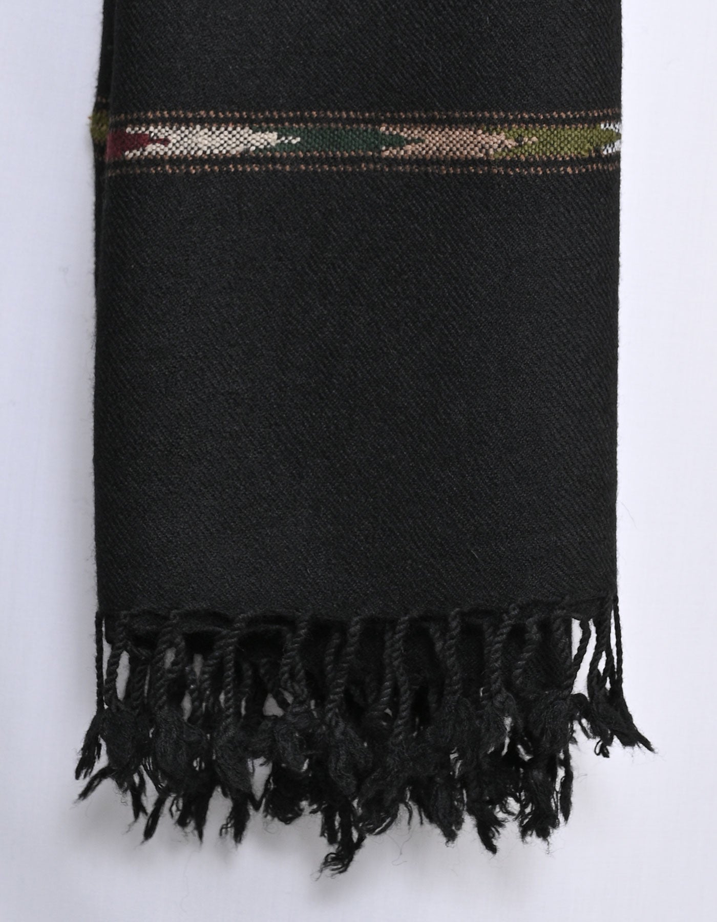 Black Plain Wool Blend Men Shawl