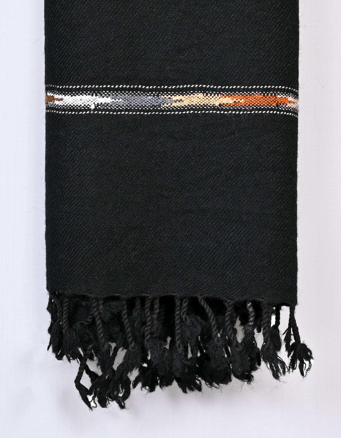 Black Plain Wool Blend Men Shawl