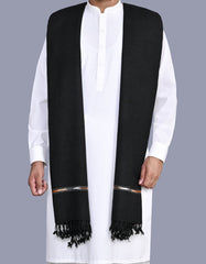 Black Plain Wool Blend Men Shawl