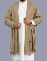 Olive Plain Wool Blend Men Shawl