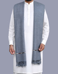 Heather Grey Plain Wool Blend Men Shawl