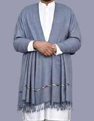 Heather Grey Plain Wool Blend Men Shawl