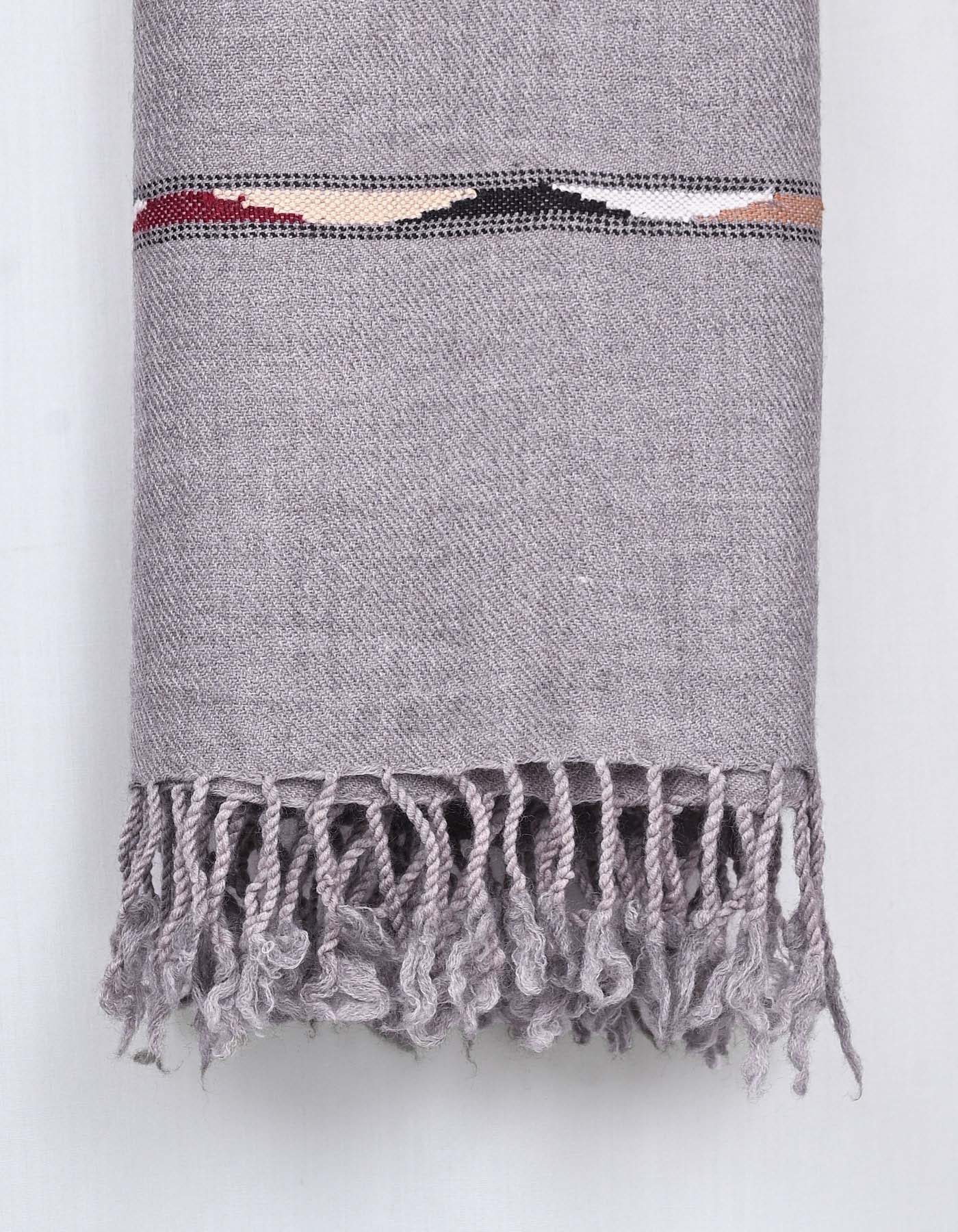 L Taupe Plain Wool Blend Men Shawl
