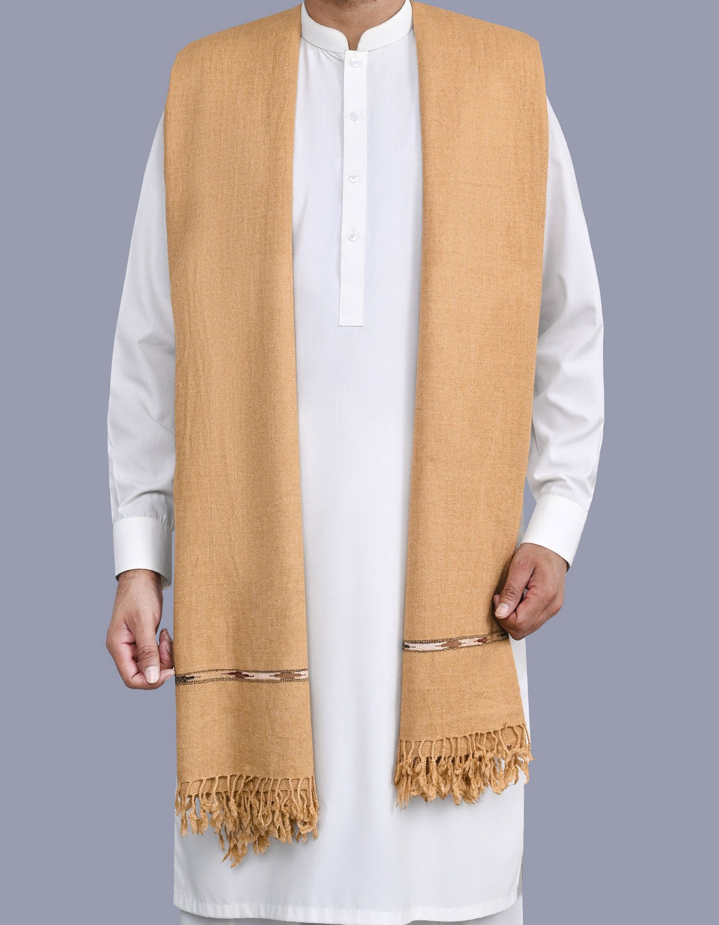 D Fawn Plain Wool Blend Men Shawl