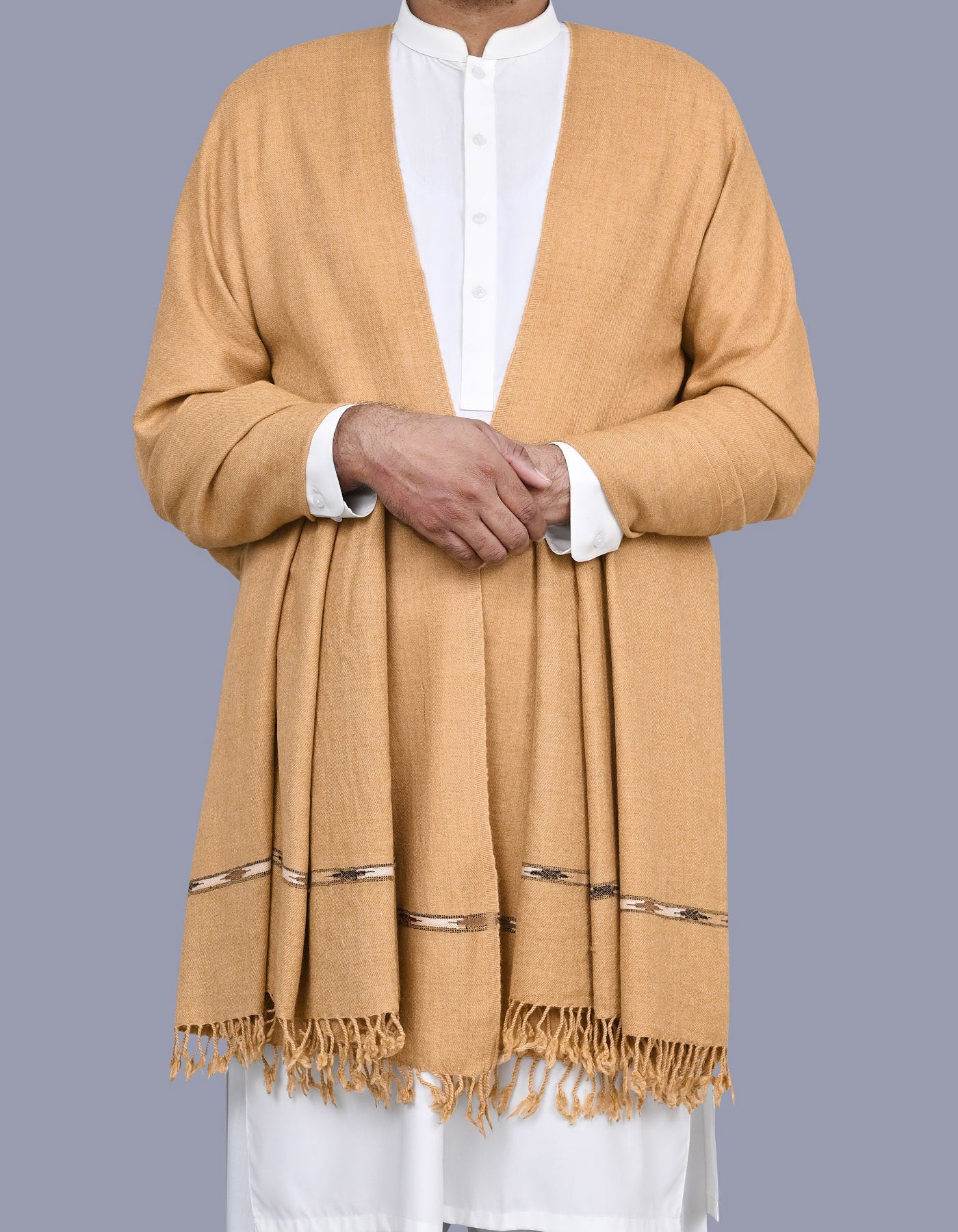 D Fawn Plain Wool Blend Men Shawl
