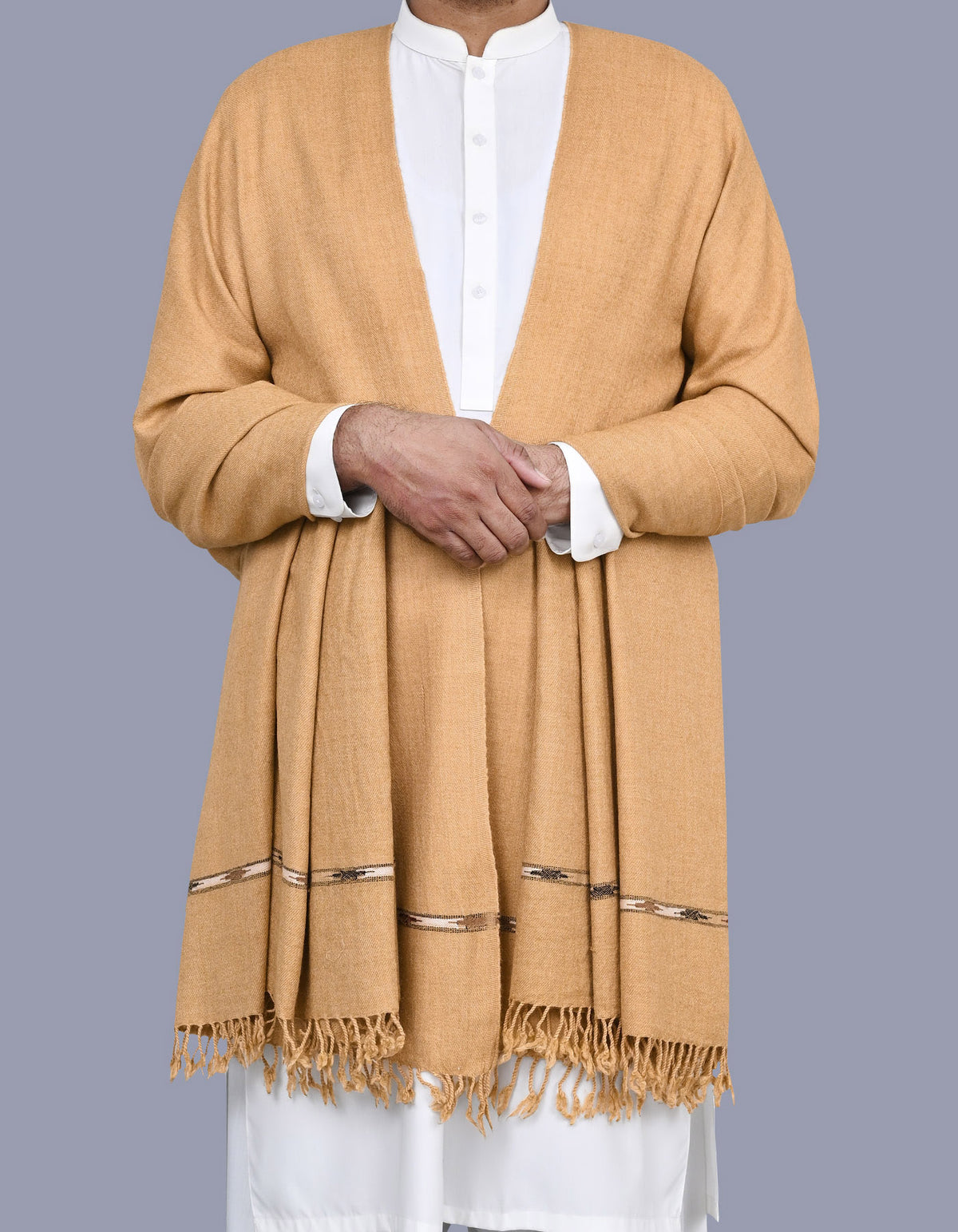 D Fawn Plain Wool Blend Men Shawl