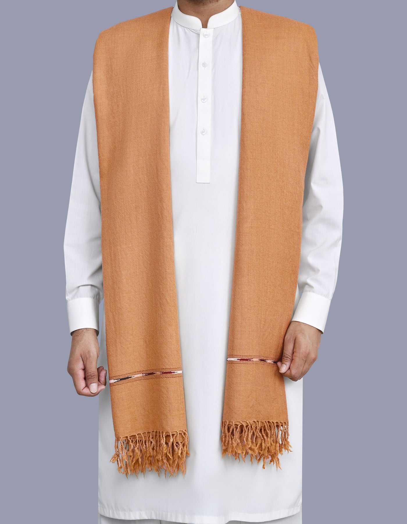 D Brown Plain Wool Blend Men Shawl
