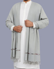 Grey Plain 100% Wool Men Shawl