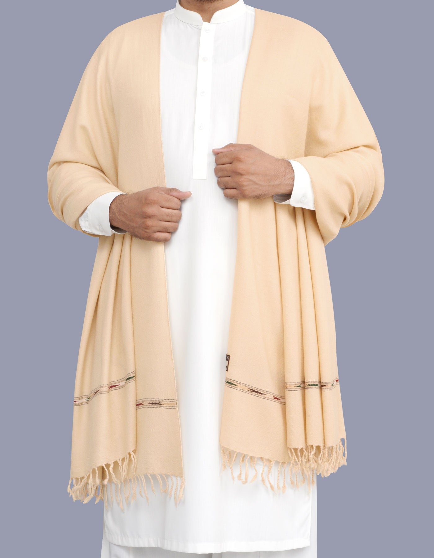 Fawn Plain 100% Wool Men Shawl