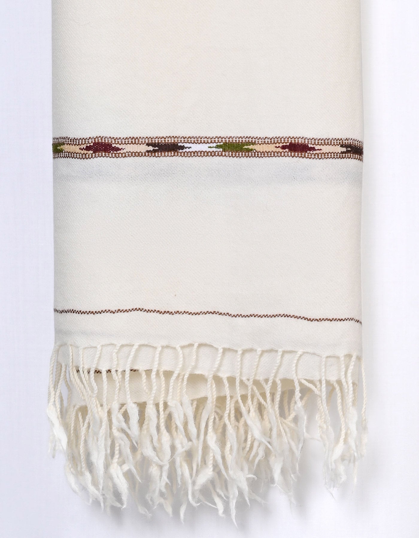 Off White Plain 100% Wool Men Shawl