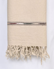 Beige Plain 100% Wool Men Shawl