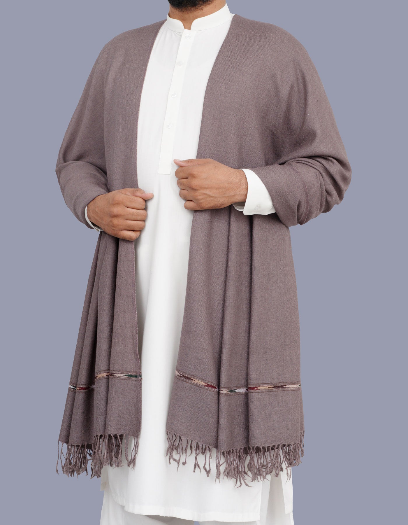 Grey Plain 100% Wool Men Shawl