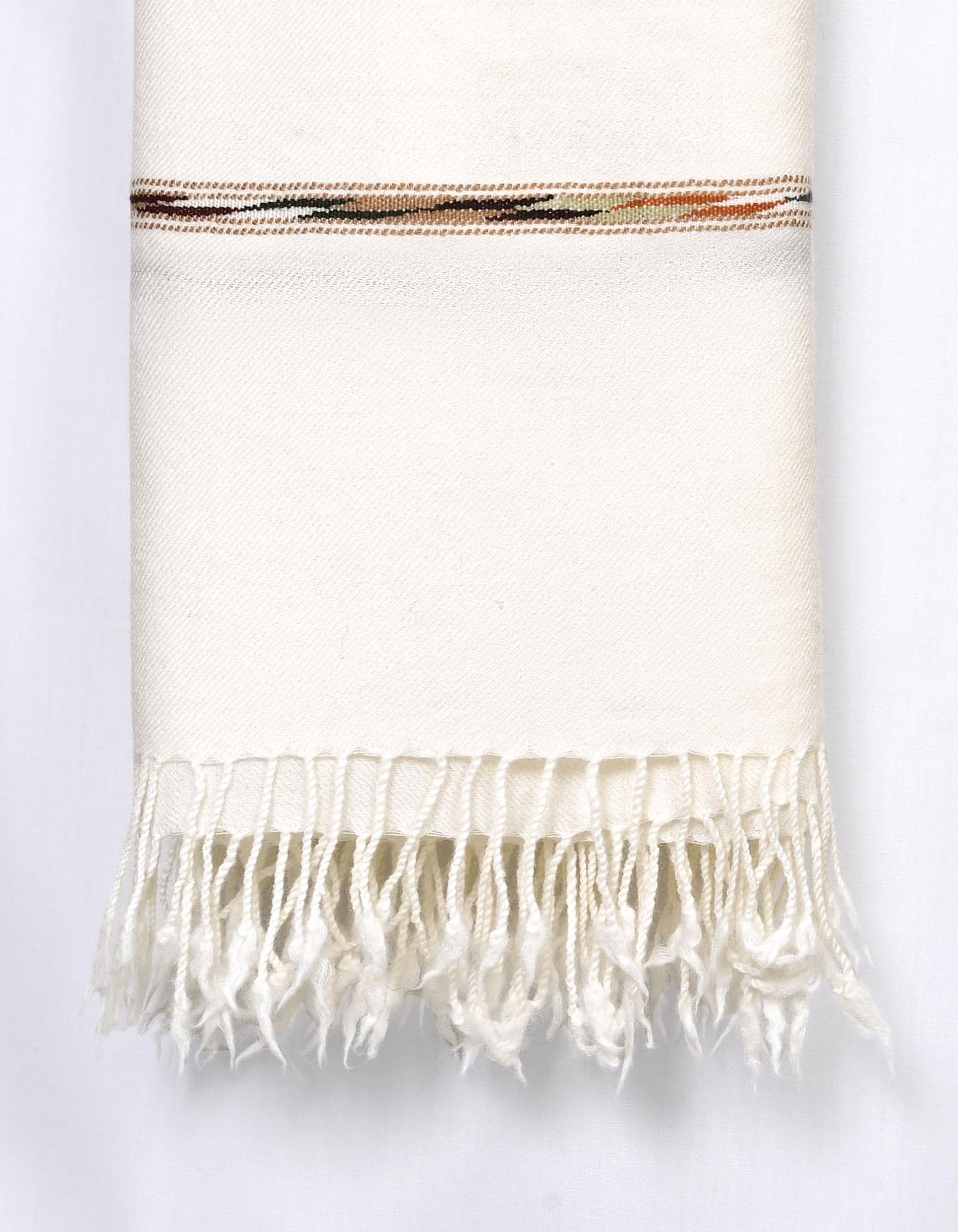 Off White Plain 100% Wool Men Shawl
