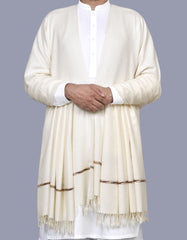 Off White Plain 100% Wool Men Shawl