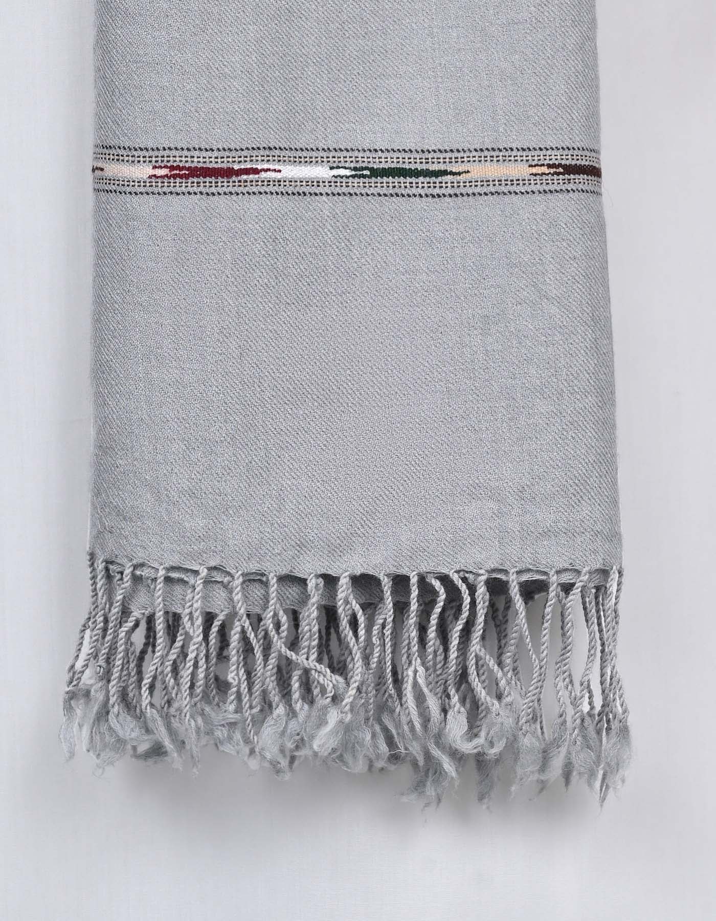 L Grey Plain Wool Blend Men Shawl