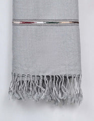 L Grey Plain Wool Blend Men Shawl