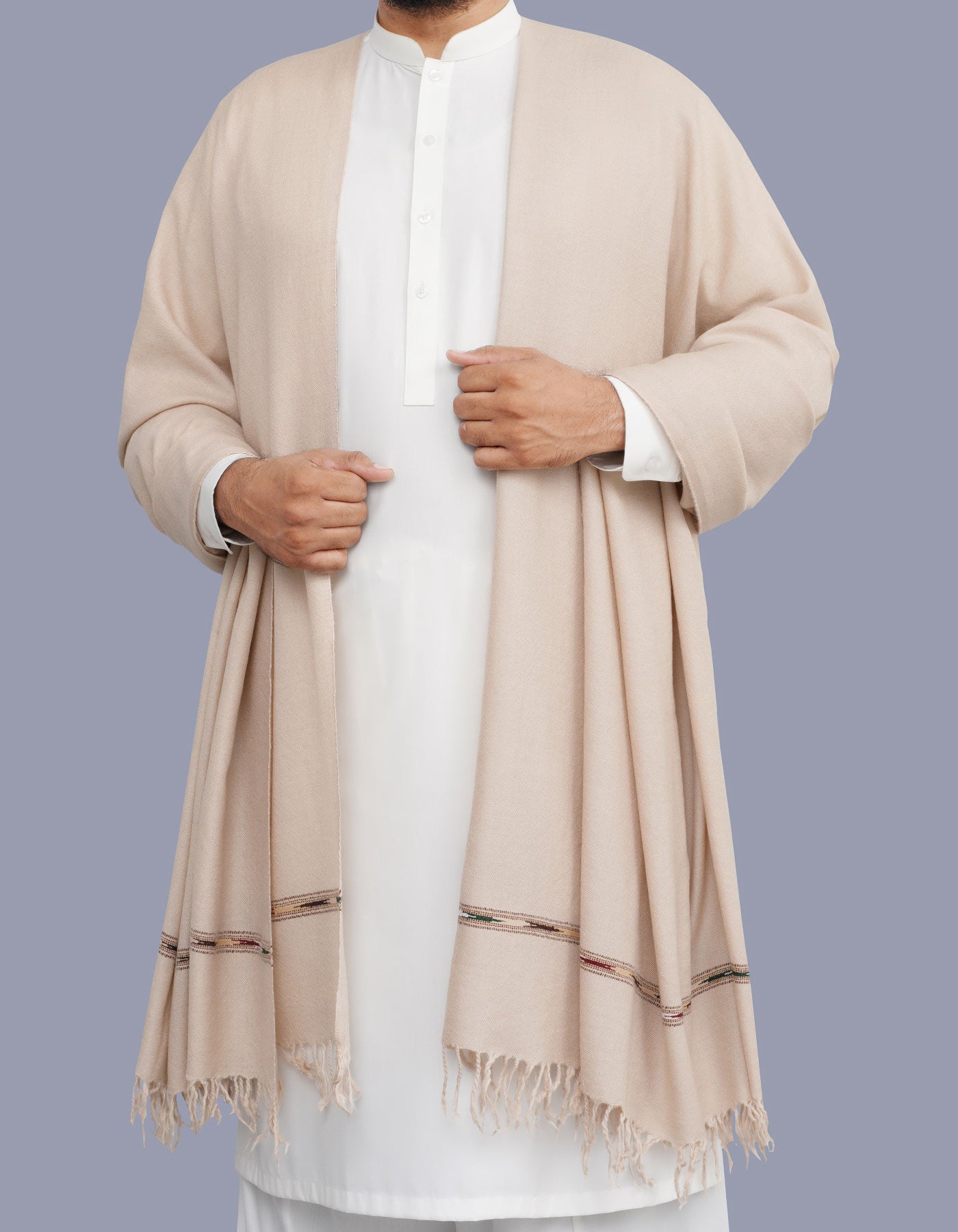 Fawn Plain 100% Wool Men Shawl