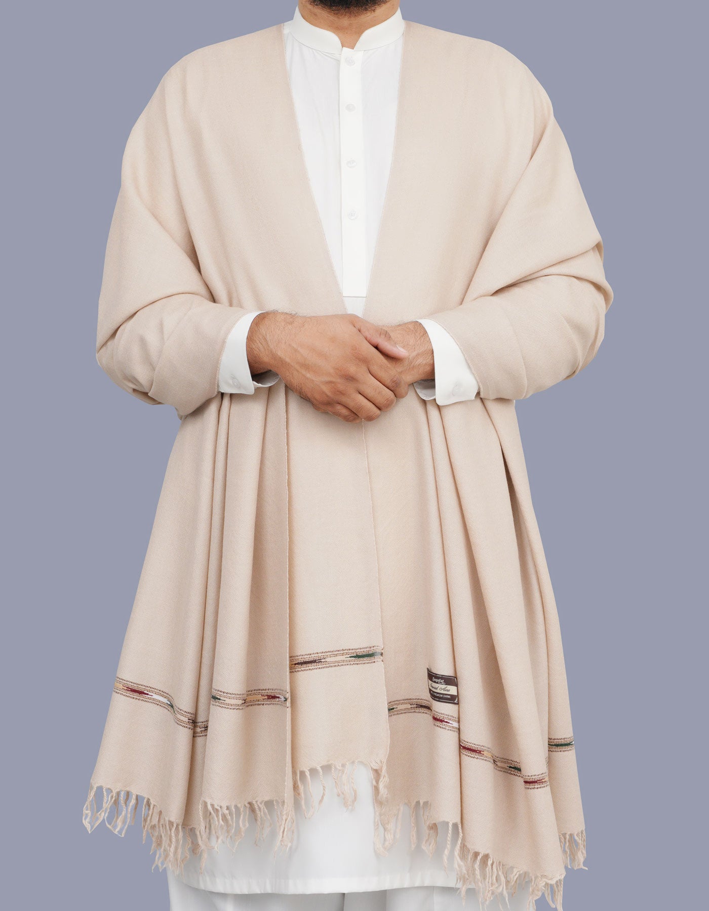 Fawn Plain 100% Wool Men Shawl