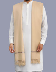 Fawn Plain 100% Wool Men Shawl