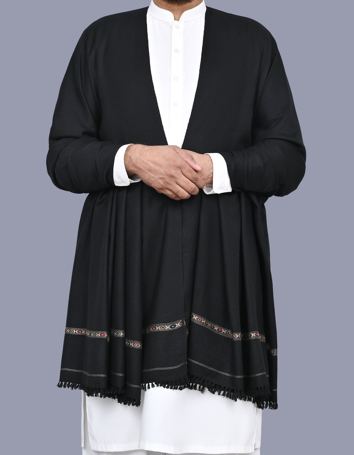 Black Plain 100% Acrylic Men Shawl