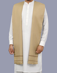 D Khaki Plain 100% Acrylic Men Shawl