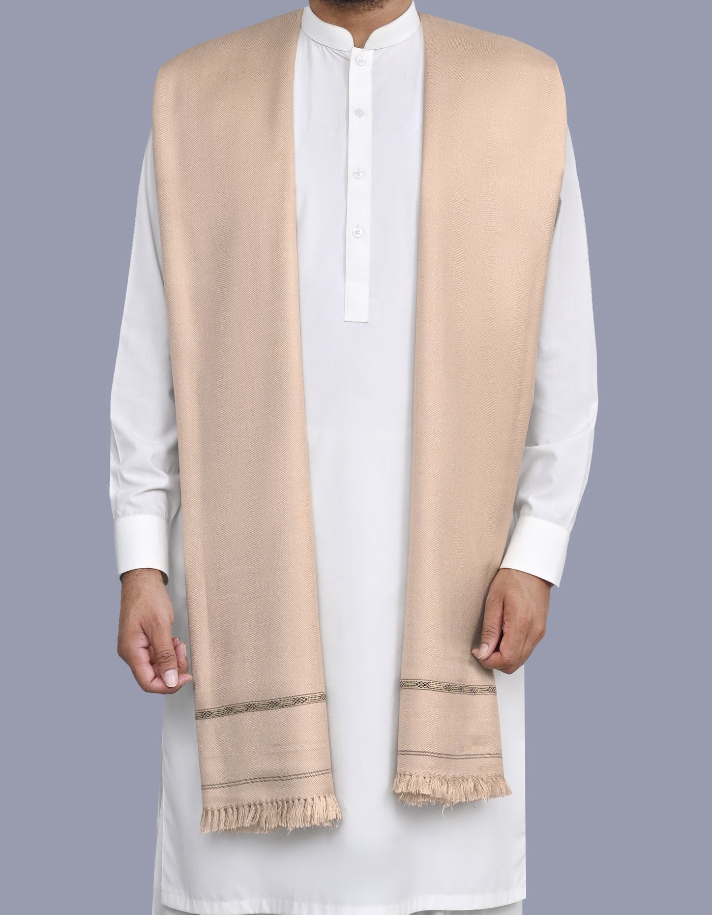 Ivory Plain 100% Acrylic Men Shawl