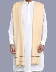 Ivory Plain Cotton Blend Men Shawl