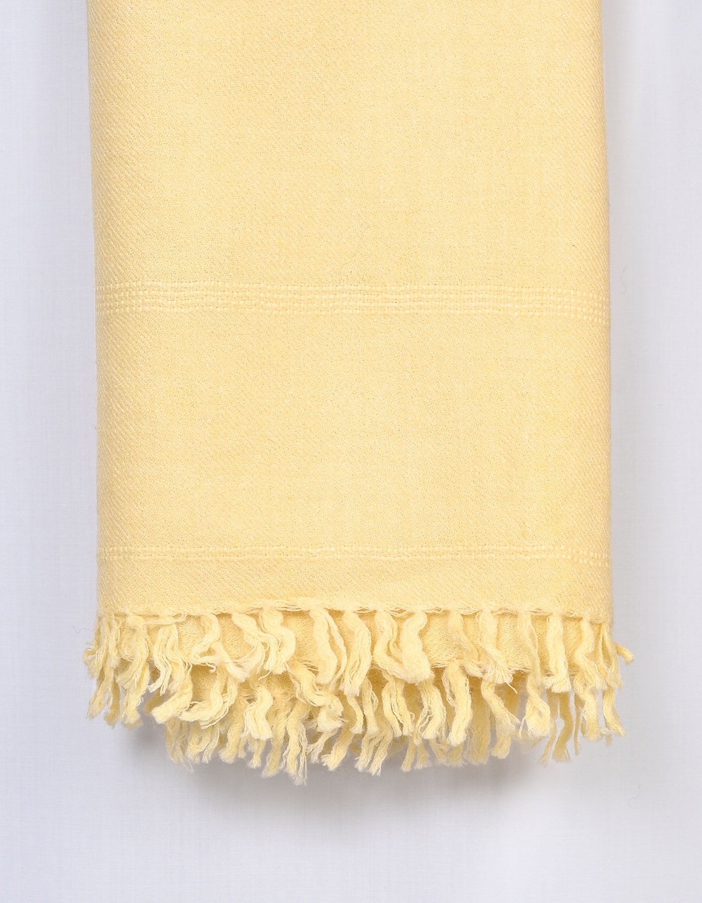 L Yellow Plain Cotton Blend Men Shawl