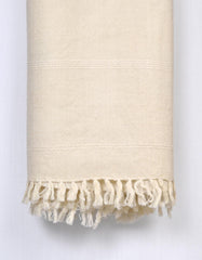 Off White Plain Cotton Blend Men Shawl