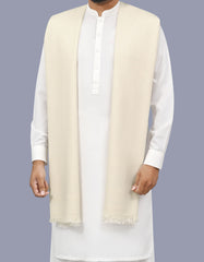 Off White Plain Wool Blend Men Shawl
