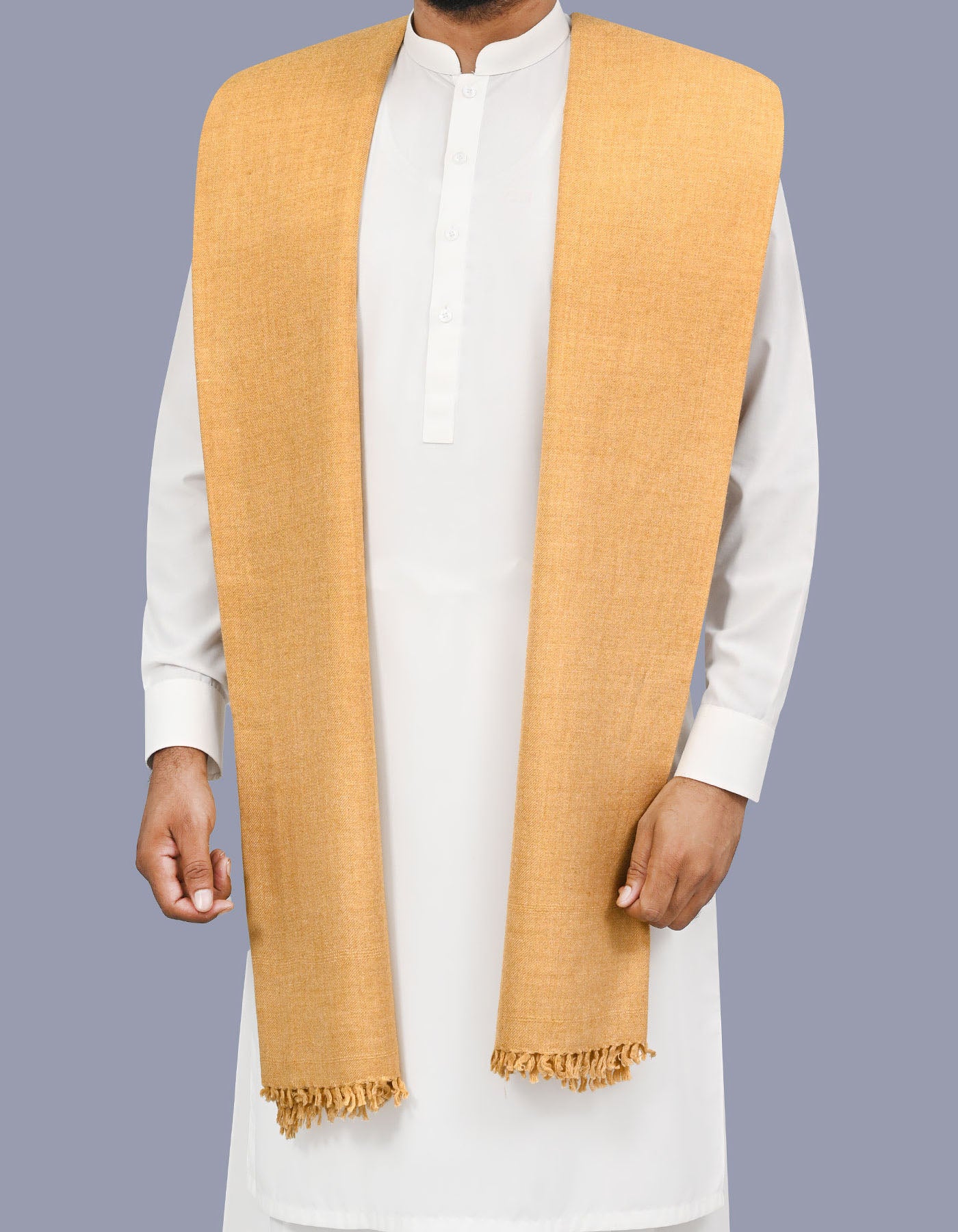 Camel Plain Wool Blend Men Shawl