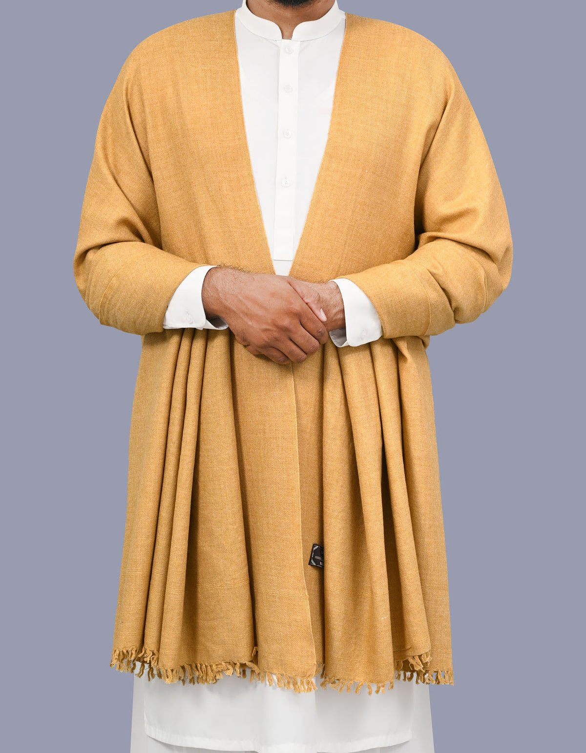 Camel Plain Wool Blend Men Shawl