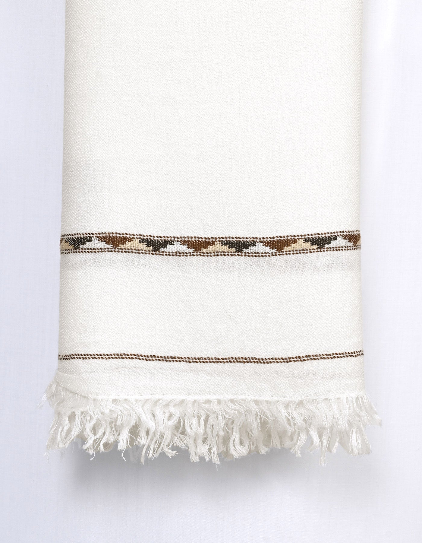 White Plain Wool Blend Men Shawl