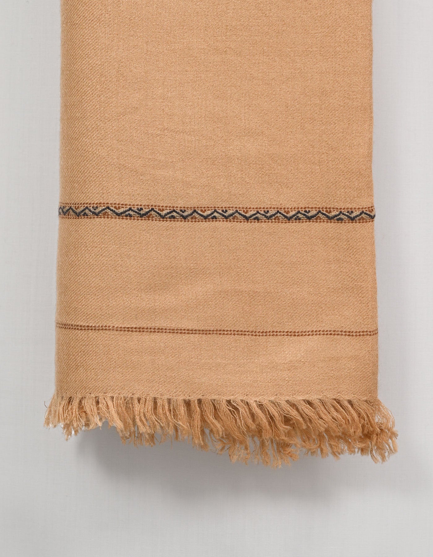 Camel Plain Wool Blend Men Shawl