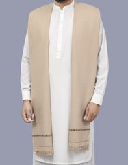 Ivory Plain Wool Blend Men Shawl