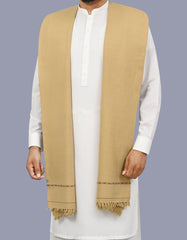 Beige Plain Wool Blend Men Shawl