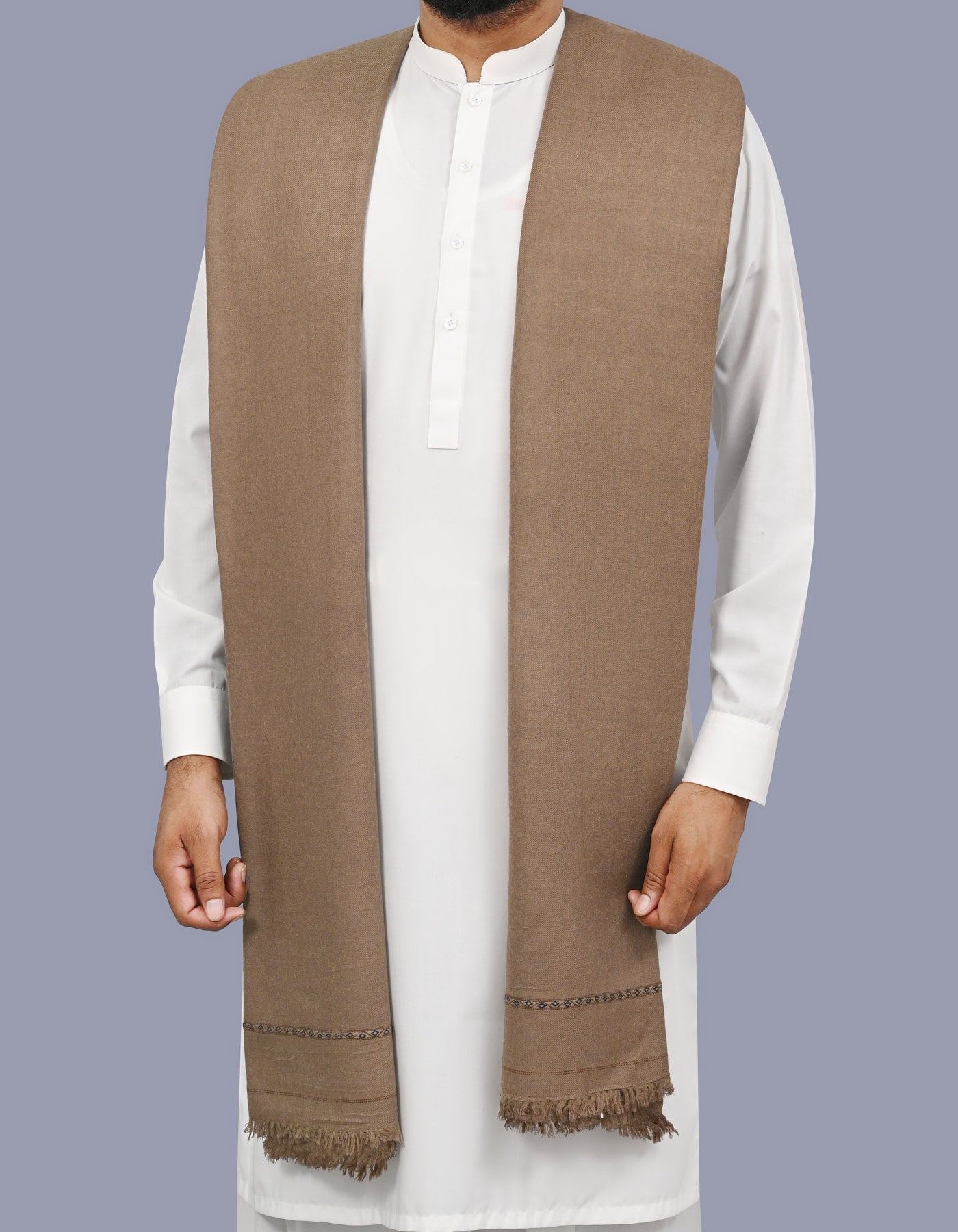 Brown Plain Wool Blend Men Shawl
